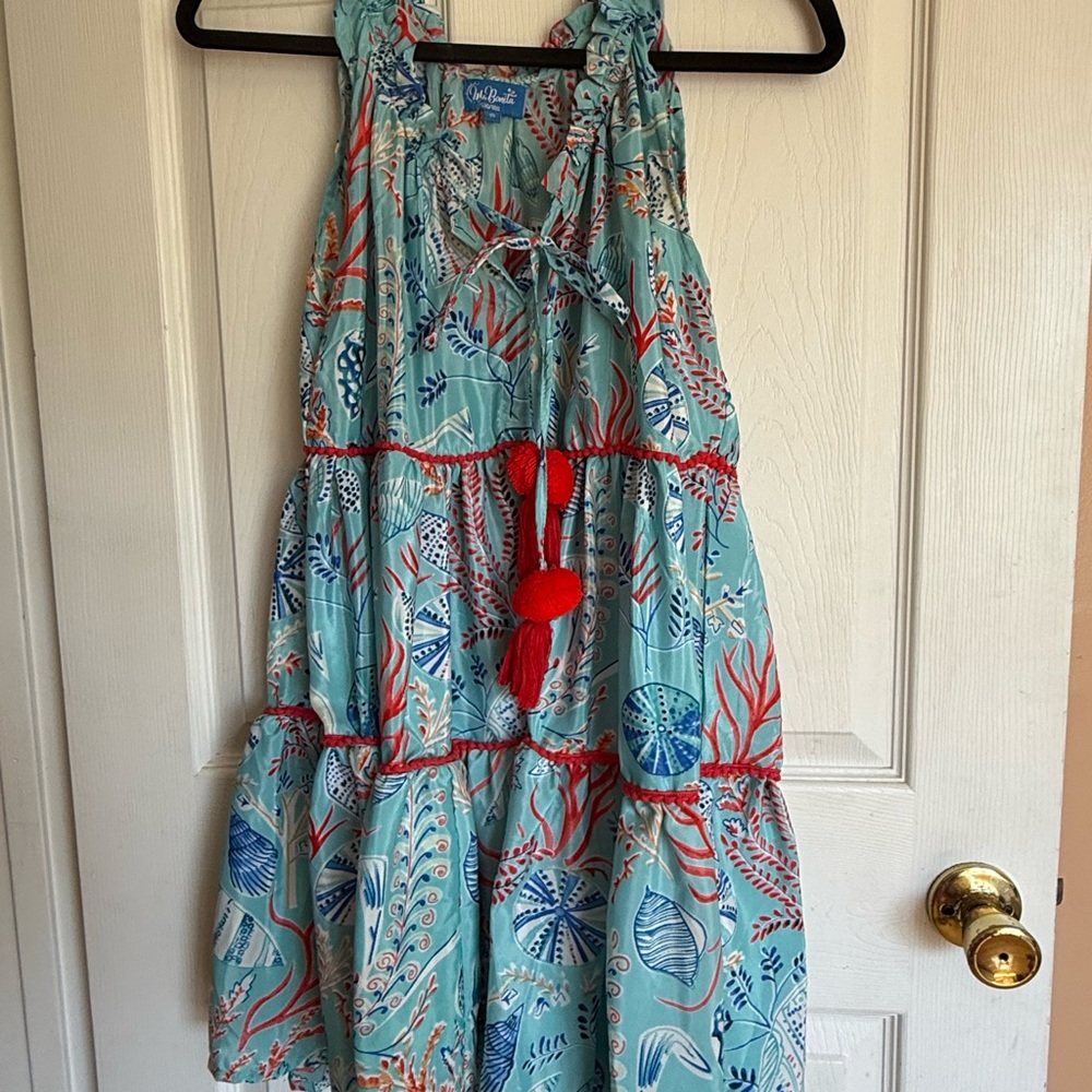 Colorful Casual Dress with Red Accents